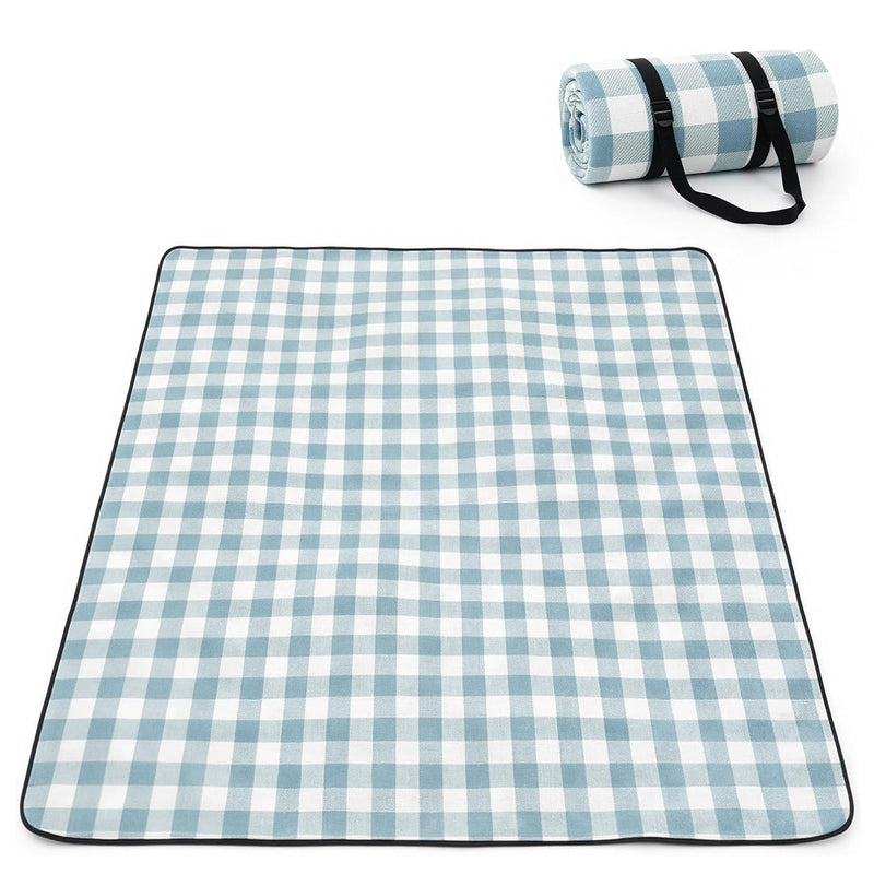 Adivo blue tartan waterproof picnic blanket