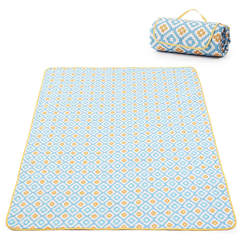 Adivo yellow geometric waterproof picnic blanket