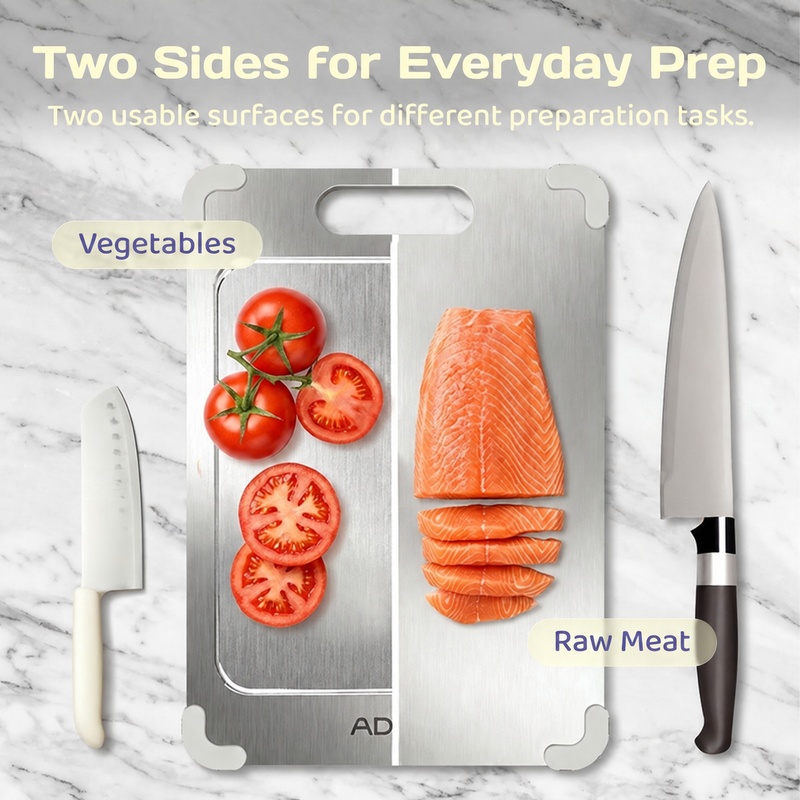 Adivo double-sided titanium cutting board for everyday food preparation