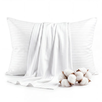 Faunna white 600TC cotton pillow protectors with cotton detail