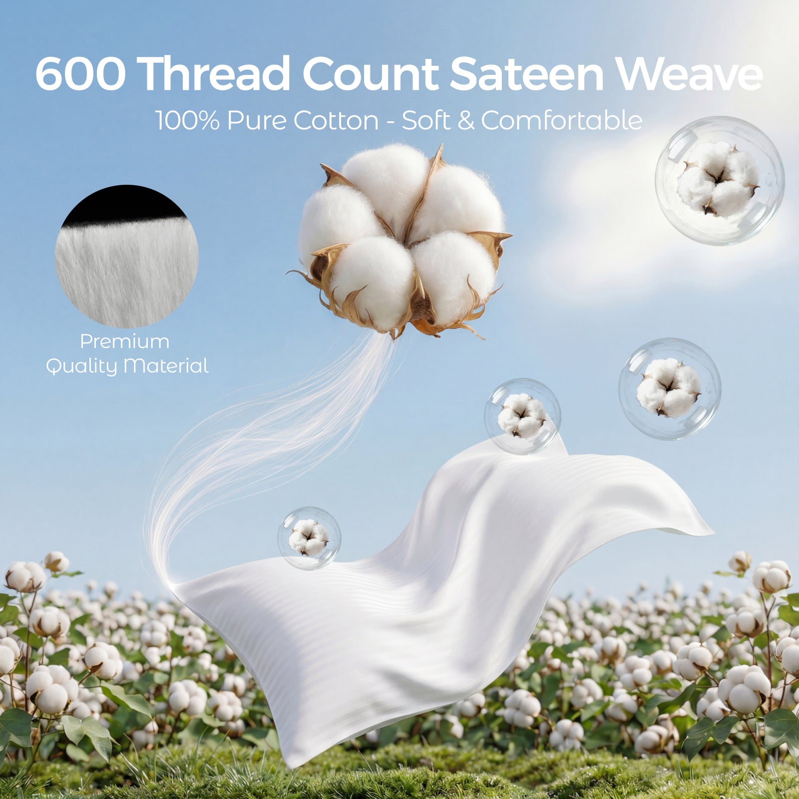Faunna 600 thread count cotton sateen weave pillowcases