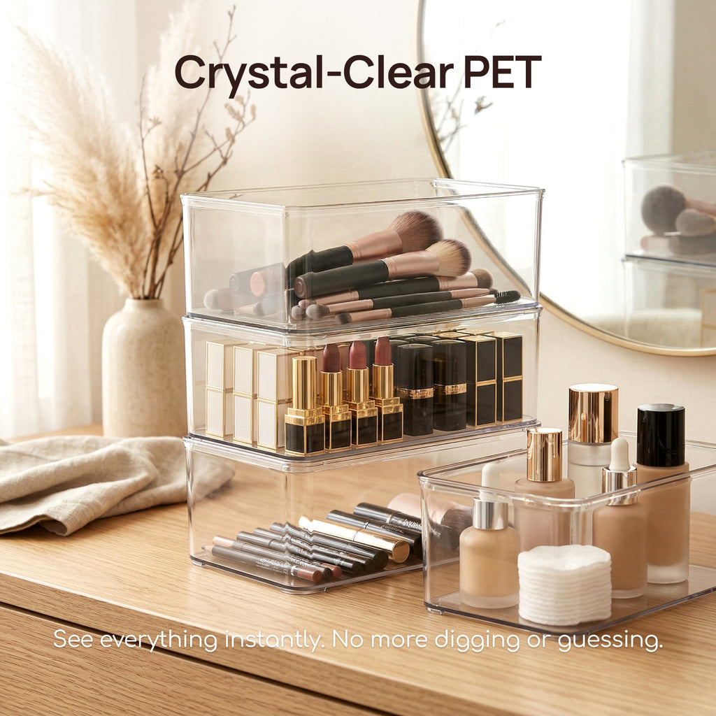 Viviendo clear PET storage boxes crystal clear material