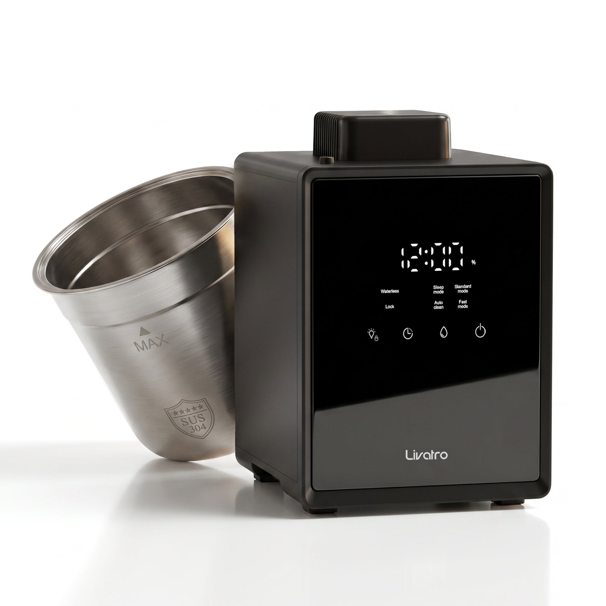 Livatro 3001 steam humidifier in black with stainless steel tank