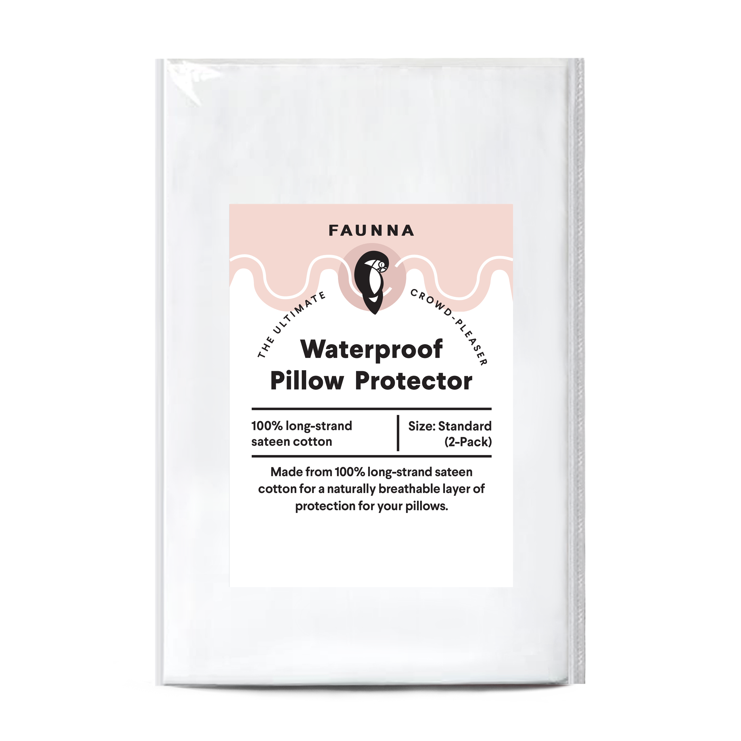 Faunna white waterproof pillow protector Standard 2 Pack package image
