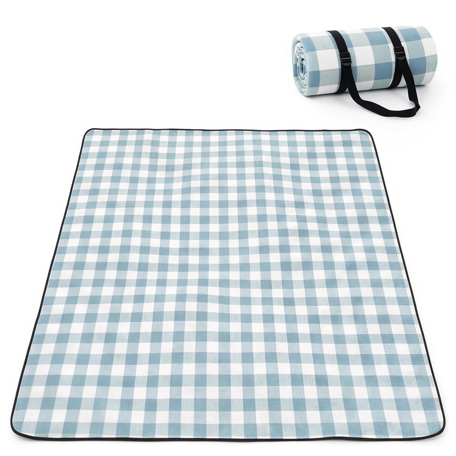 Adivo blue tartan waterproof picnic blanket