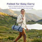 Adivo geometric picnic blanket folded for easy carry