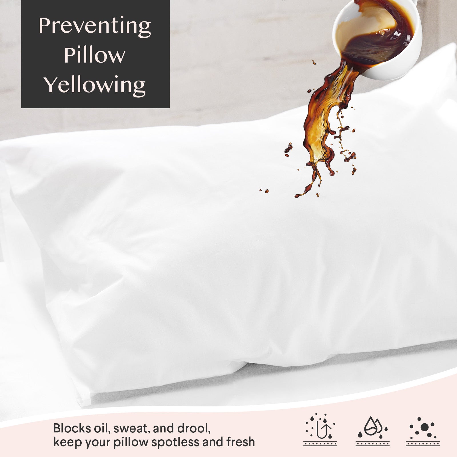Faunna waterproof pillow protector preventing pillow yellowing image