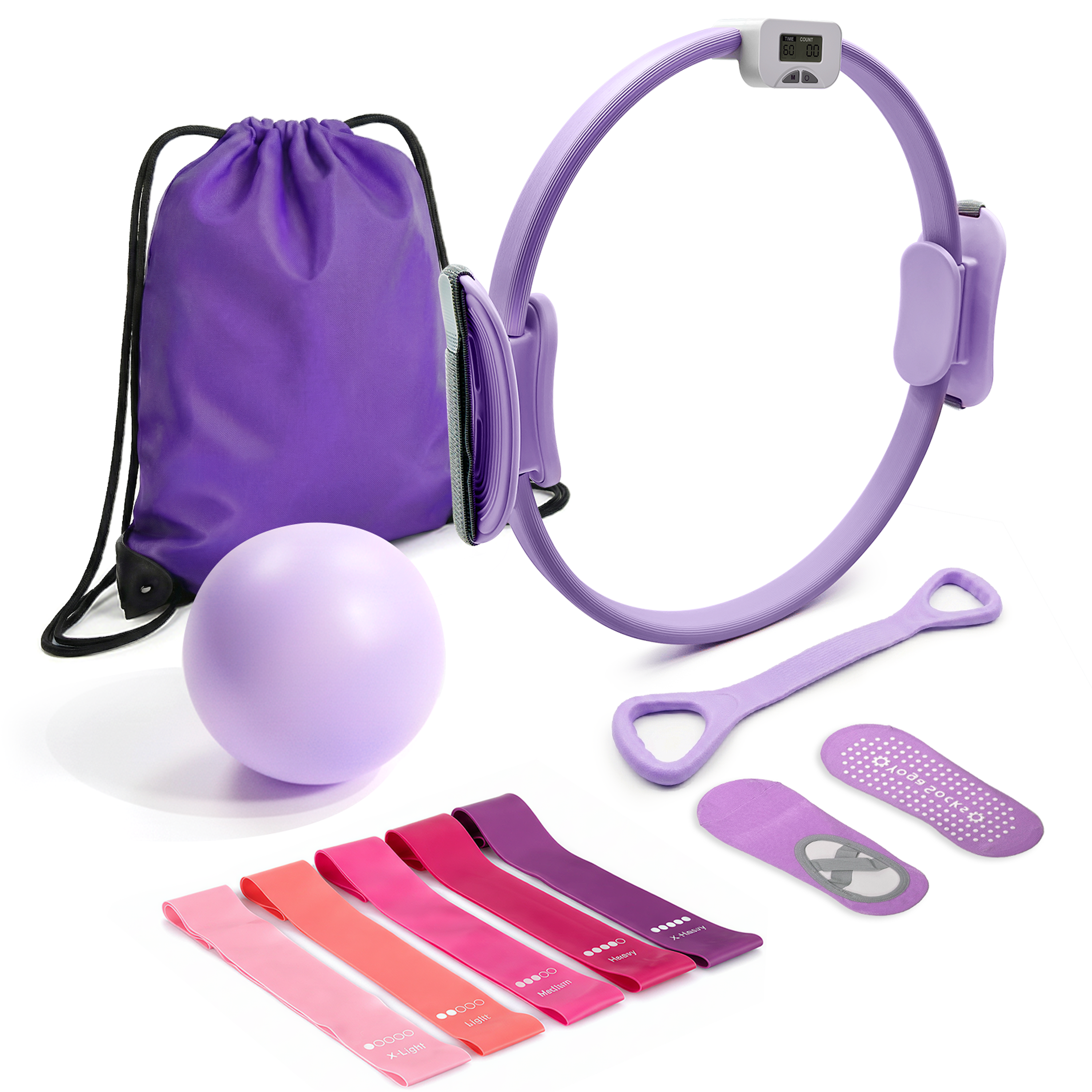 Counting Pilates Ring Set with Adjustable Straps
