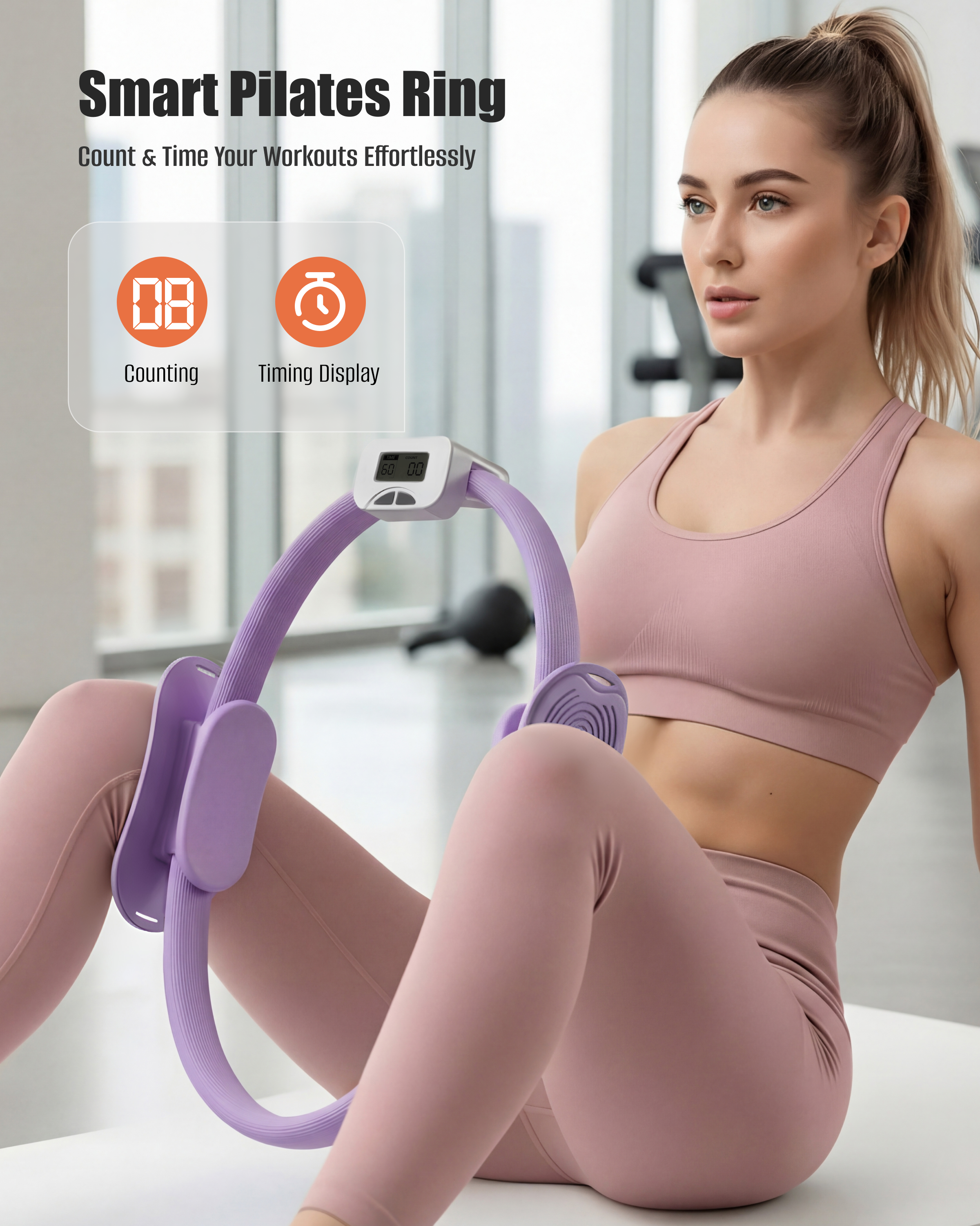 Counting Pilates Ring Set with Adjustable Straps