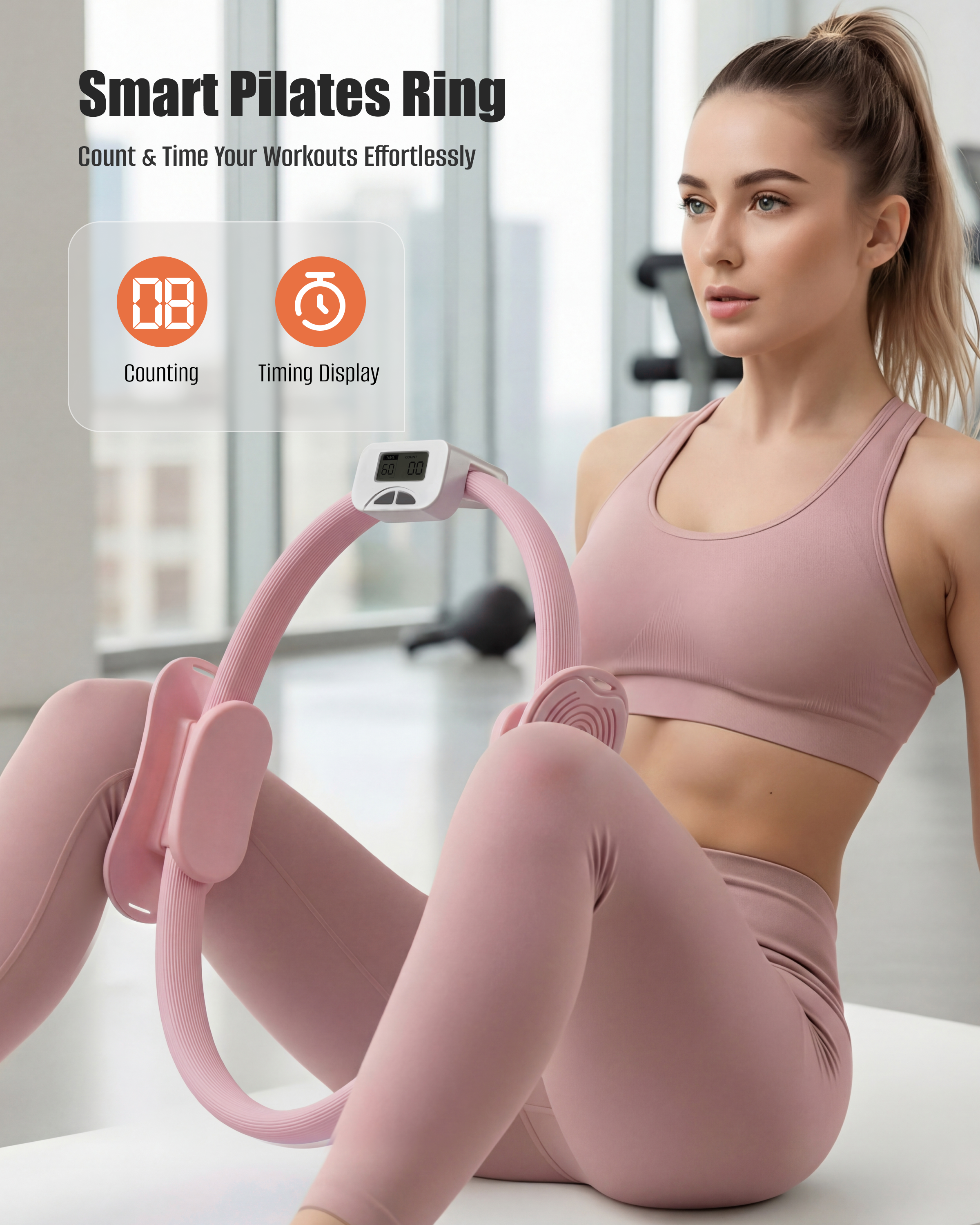 Counting Pilates Ring Set with Adjustable Straps