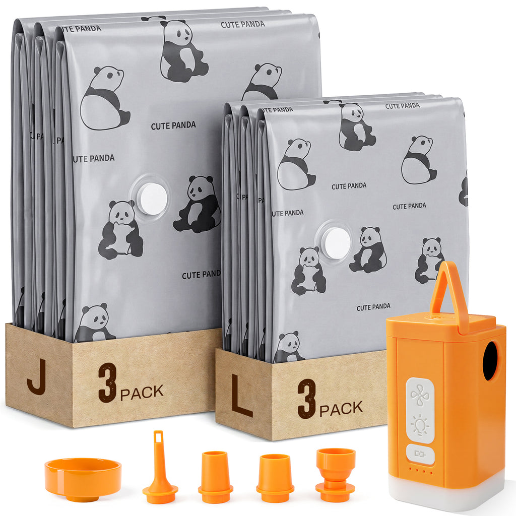 Viviendo 6-pack gray vacuum storage bags with wireless electric pump