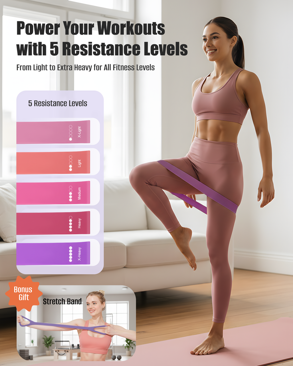 Counting Pilates Ring Set with Adjustable Straps
