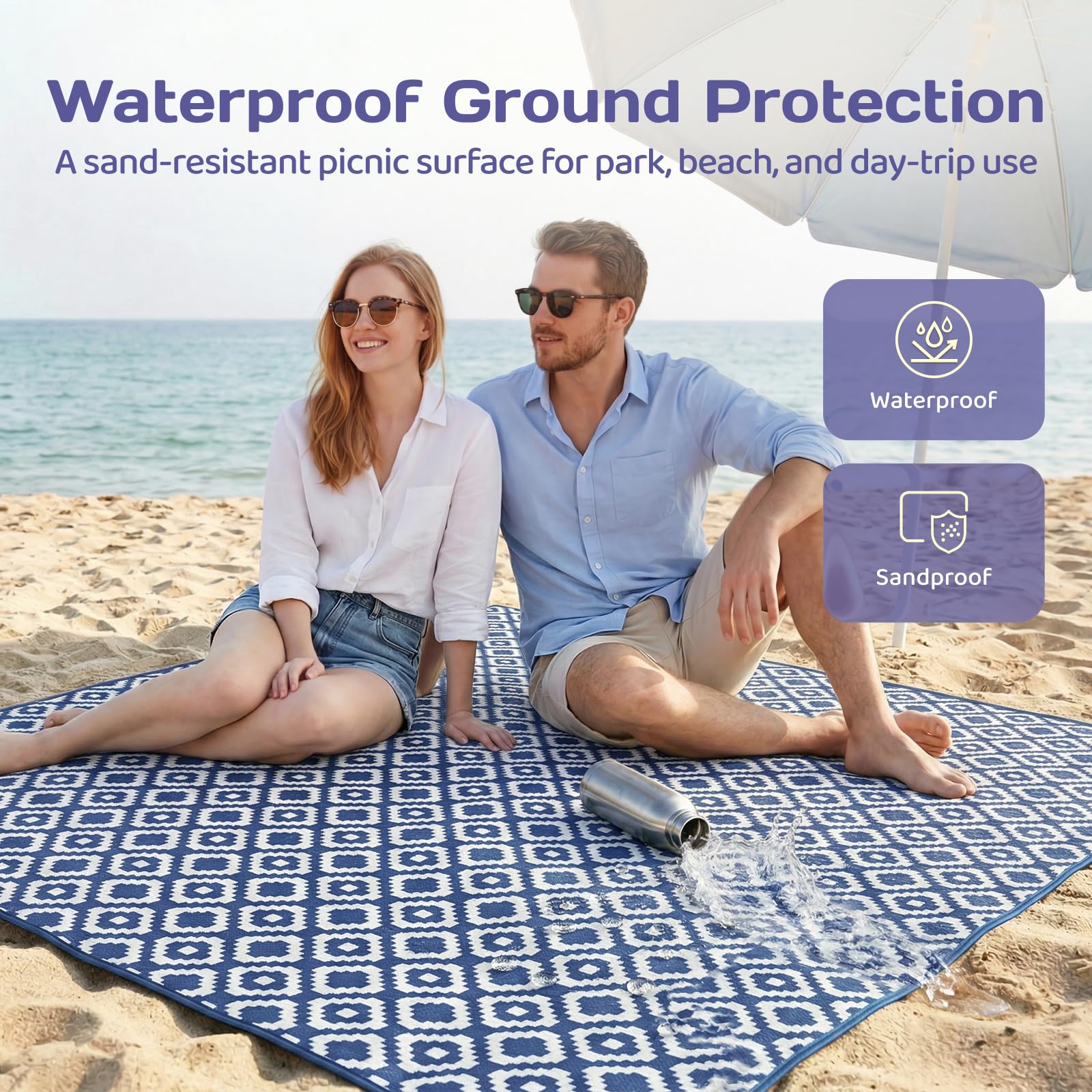 Adivo geometric picnic blanket waterproof ground protection