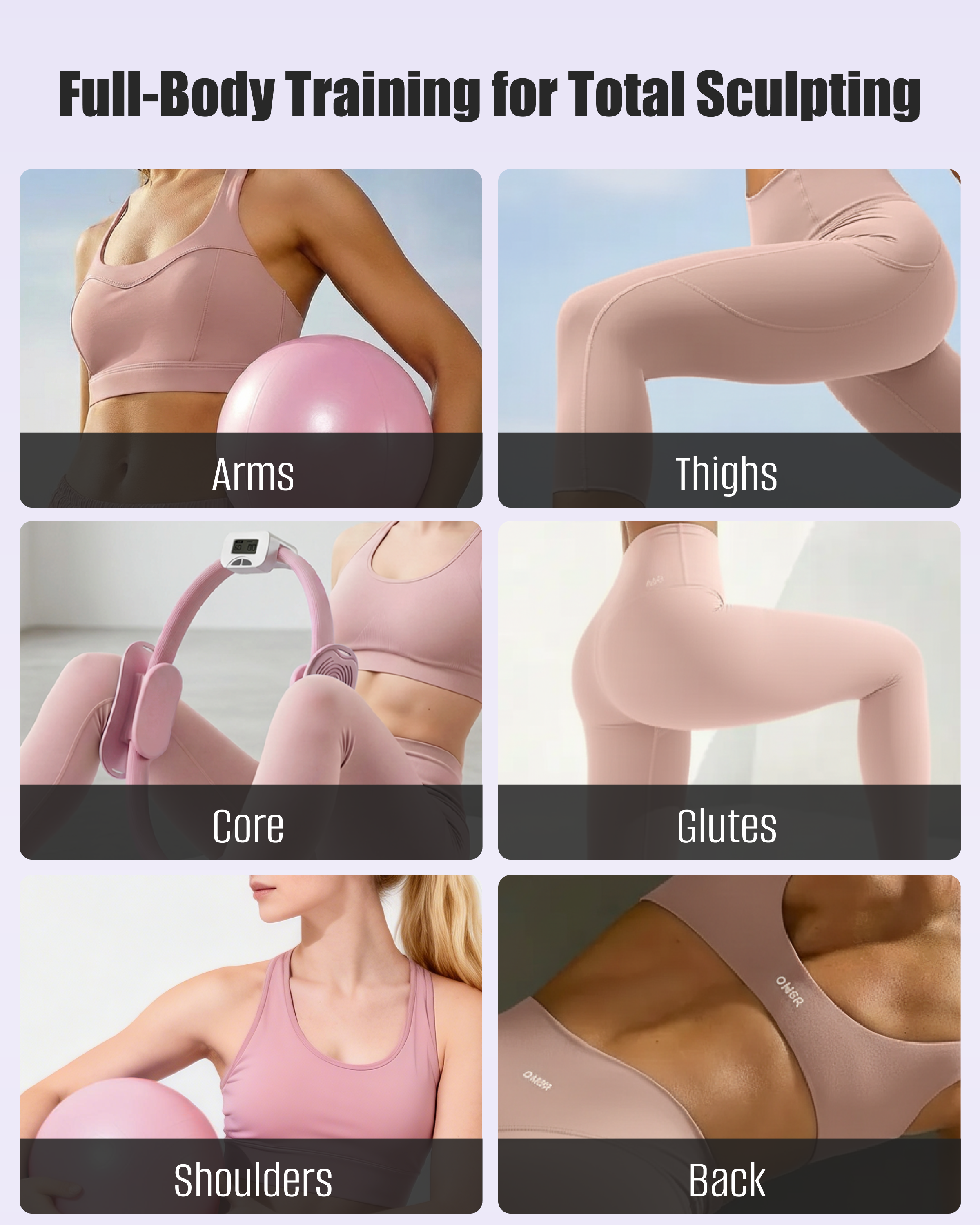 Counting Pilates Ring Set with Adjustable Straps