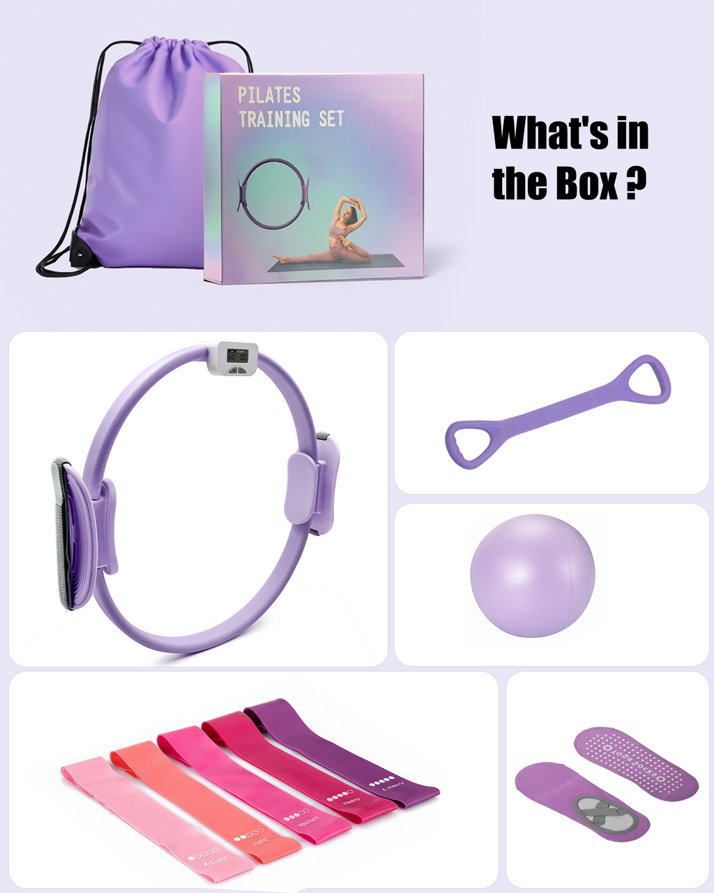 Counting Pilates Ring Set with Adjustable Straps