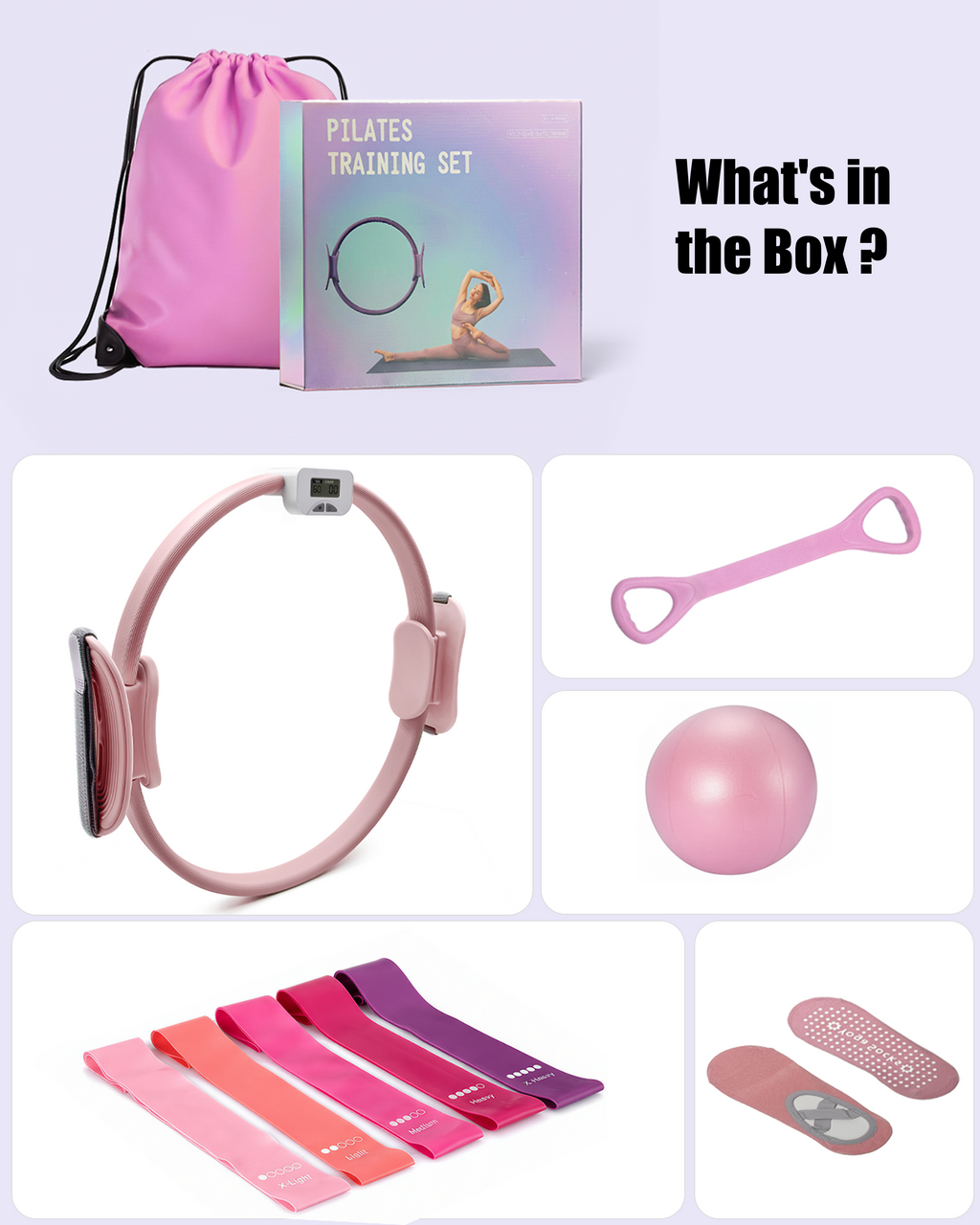 Counting Pilates Ring Set with Adjustable Straps