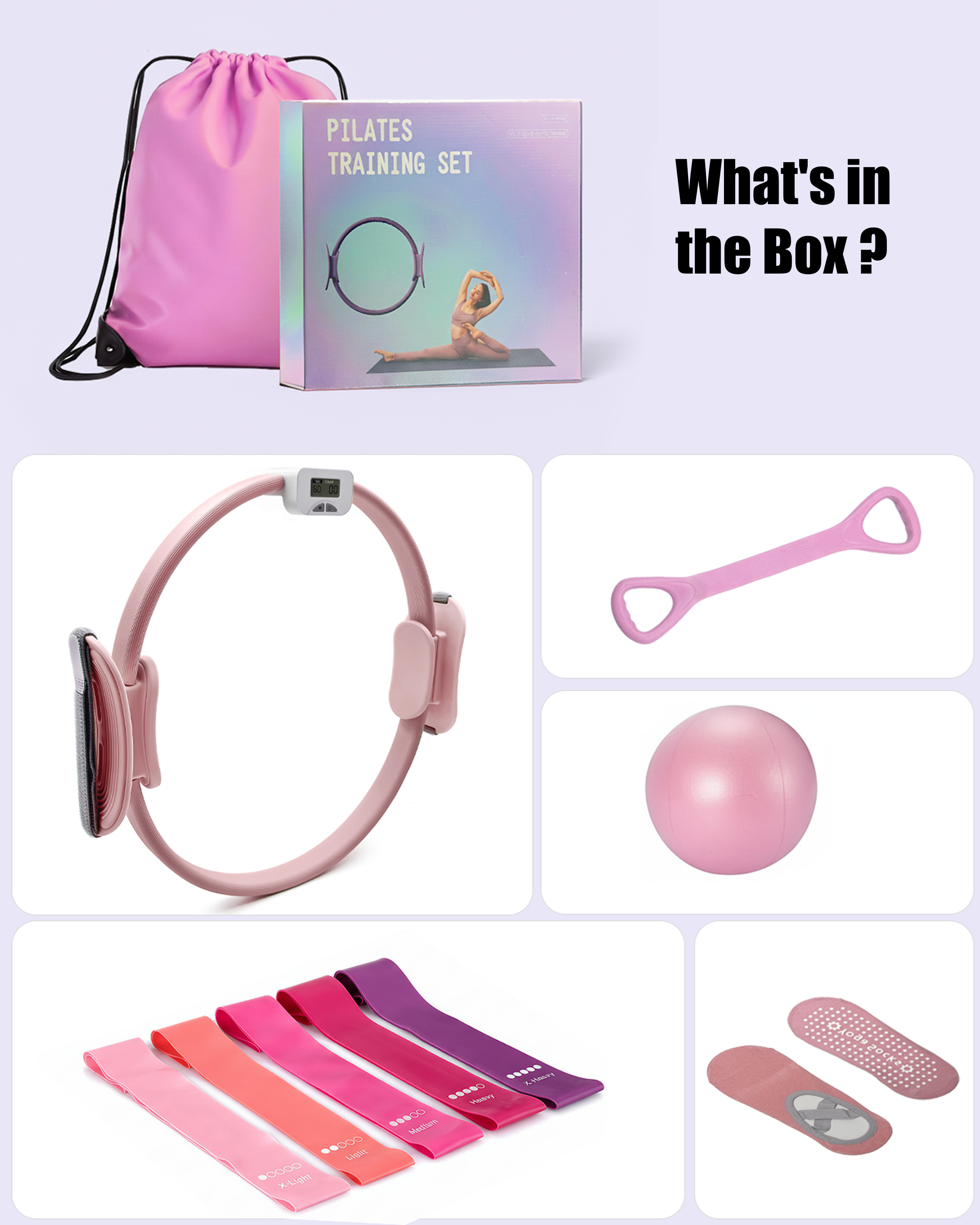 Counting Pilates Ring Set with Adjustable Straps