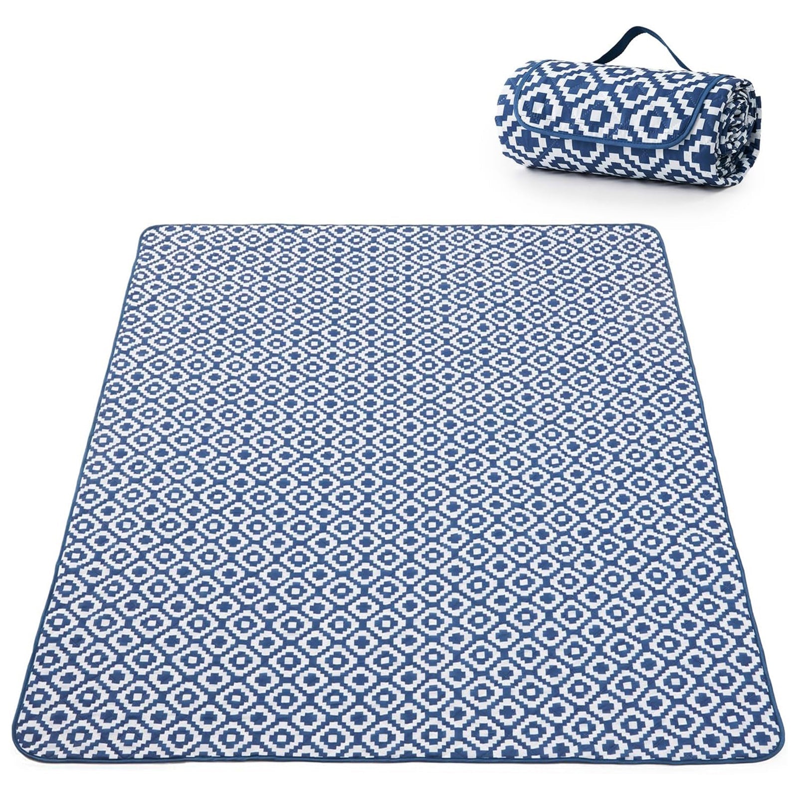 Adivo blue geometric waterproof picnic blanket
