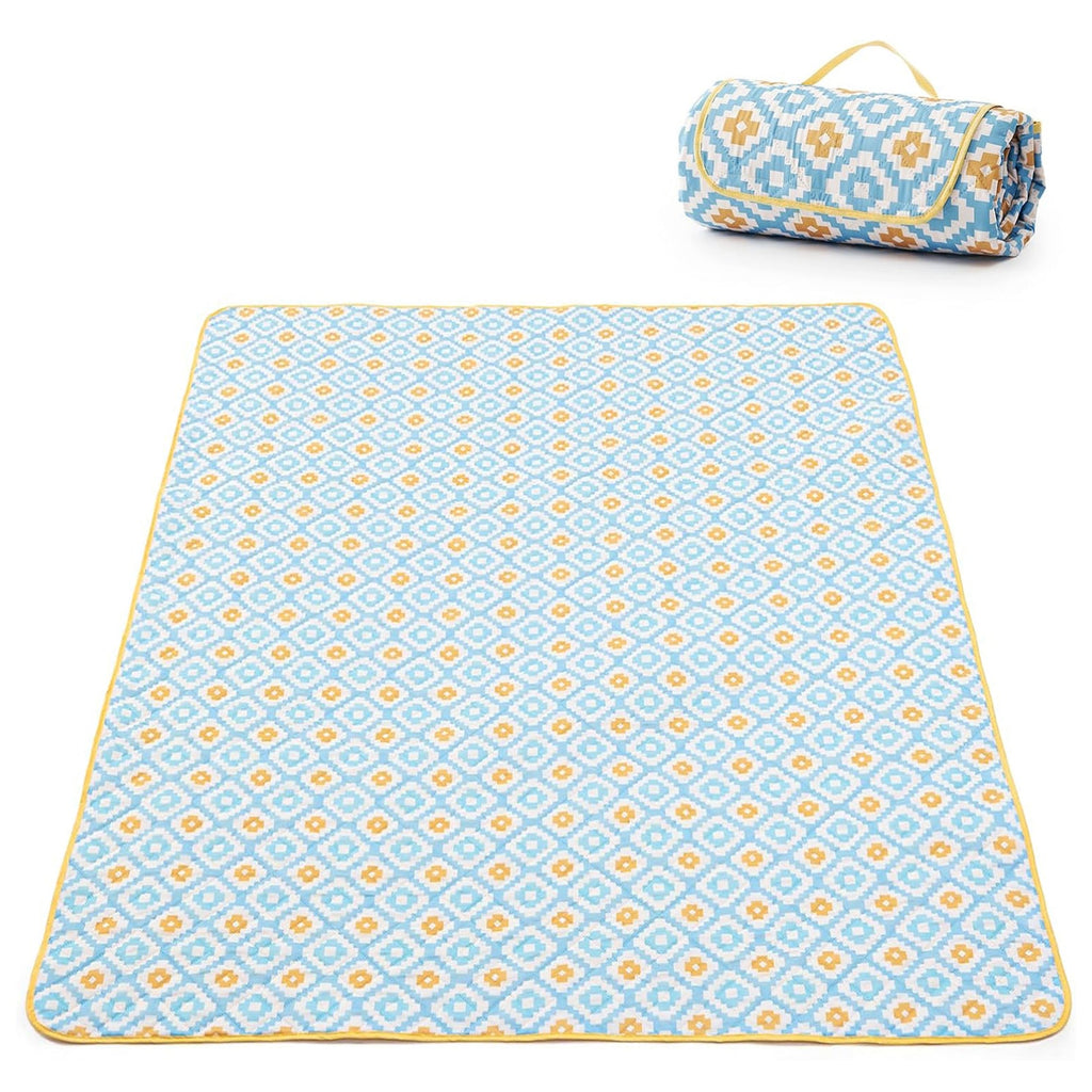 Adivo yellow geometric waterproof picnic blanket