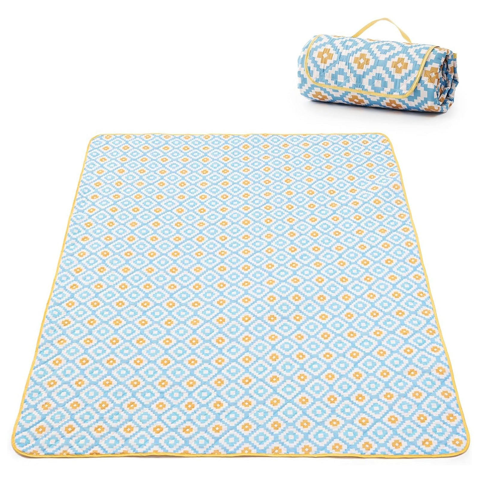 Adivo yellow geometric waterproof picnic blanket