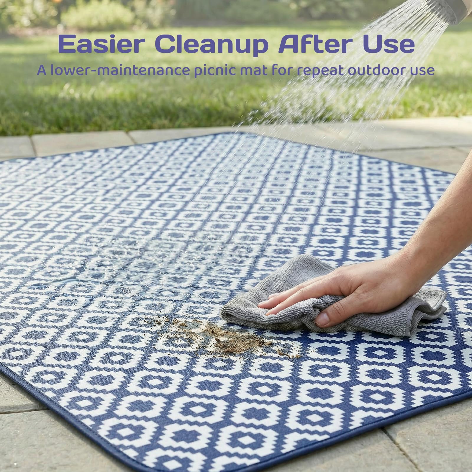 Adivo geometric picnic blanket easy cleanup
