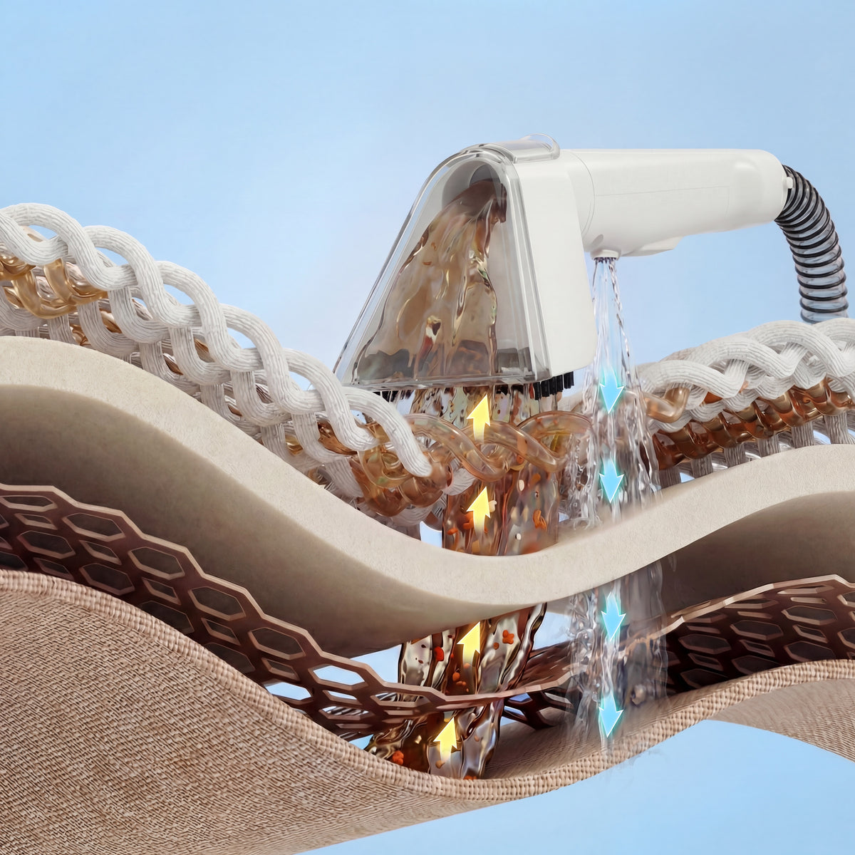 Livatro upholstery cleaner extracting liquid from a fabric surface