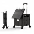 Viviendo 65L Foldable Shopping Trolley Cart - Black / Swivel Wheels + Sliding Lid