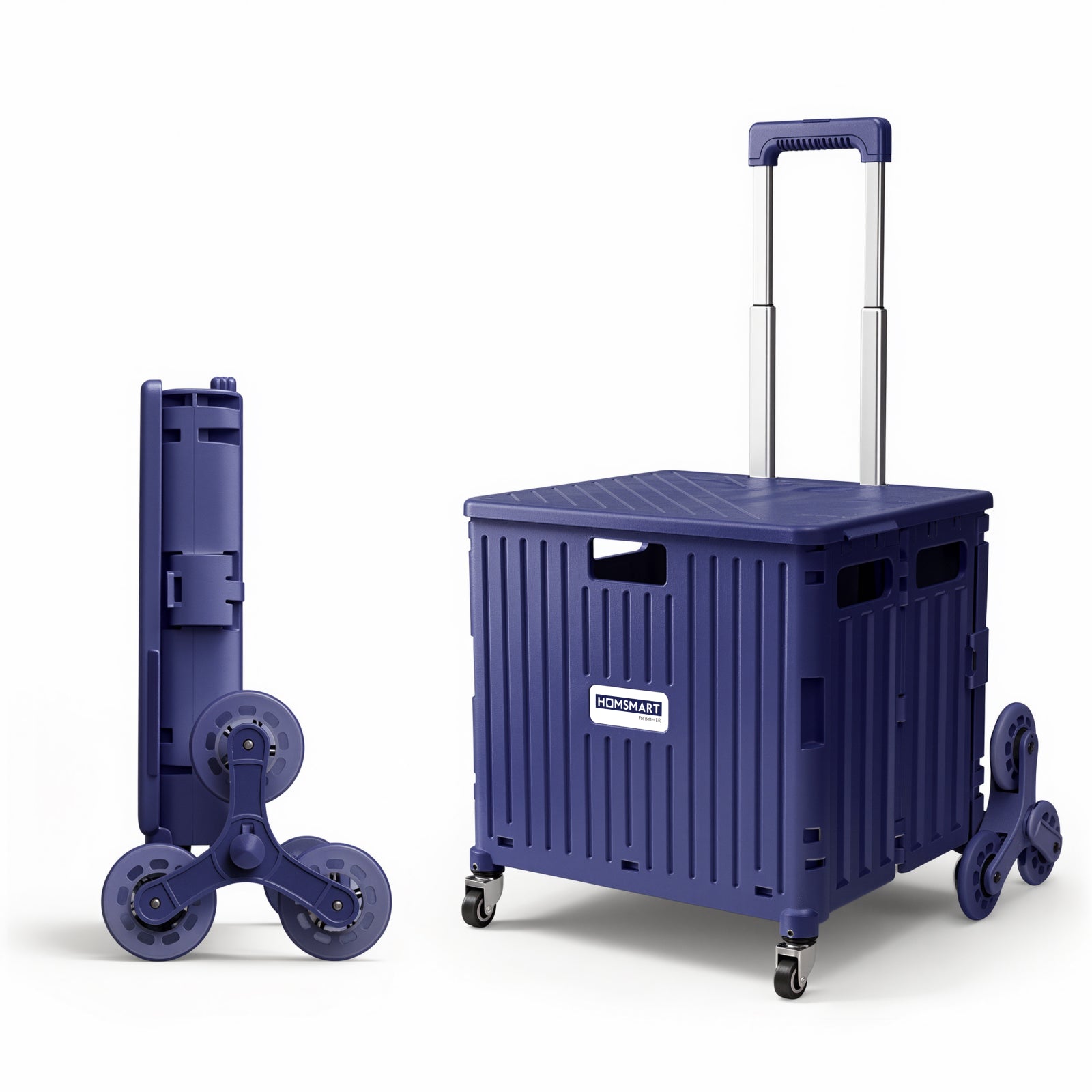 Viviendo 65L Foldable Shopping Trolley Cart - Purple / Stair-Climbing Wheels