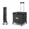 Viviendo 65L Foldable Shopping Trolley Cart - Black / Swivel Wheels