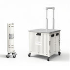 Viviendo 65L Foldable Shopping Trolley Cart - White / Swivel Wheels