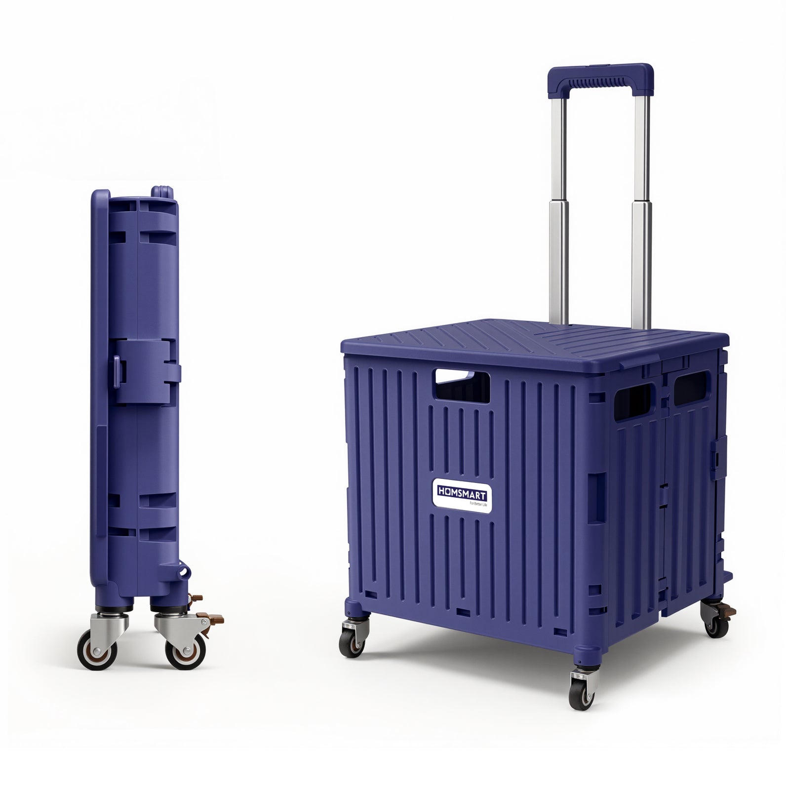 Viviendo 65L Foldable Shopping Trolley Cart - Purple / Swivel Wheels