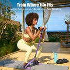 Purple MAXU resistance band kit used for an outdoor workout